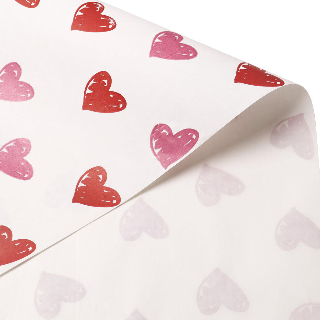 Doodle Hearts Print Roll - White Kraft