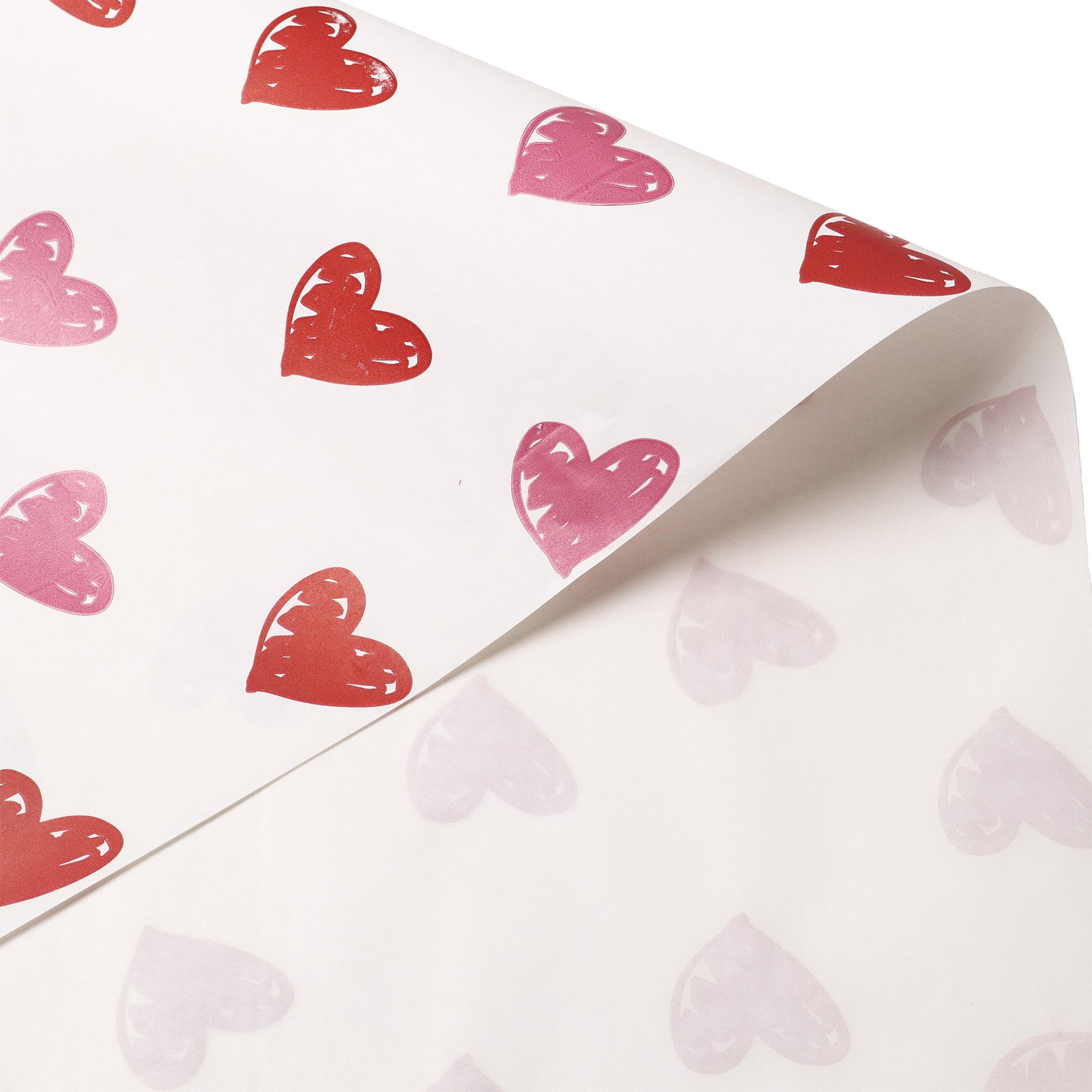Doodle Hearts Print Roll - White Kraft