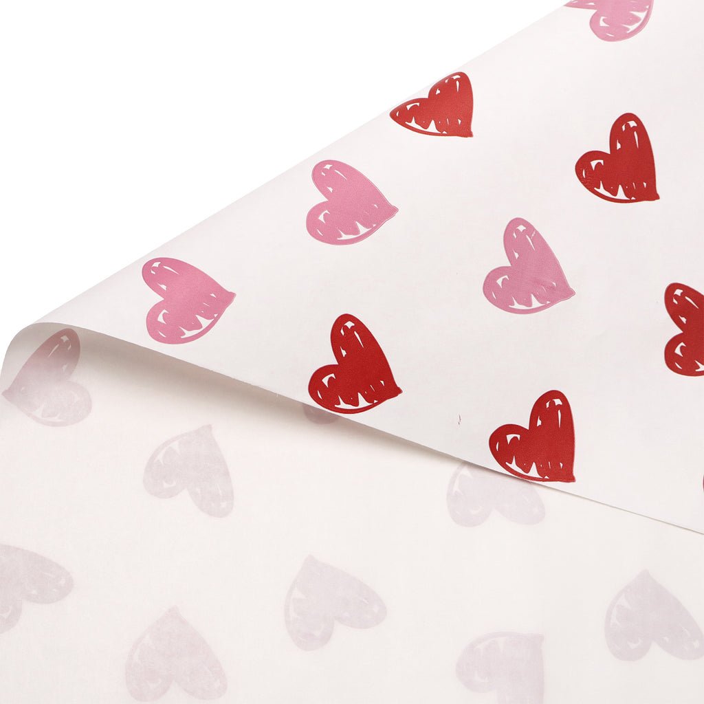 Doodle Hearts Print Roll - White Kraft
