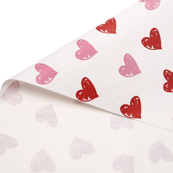 Doodle Hearts Print Sheets - White Kraft