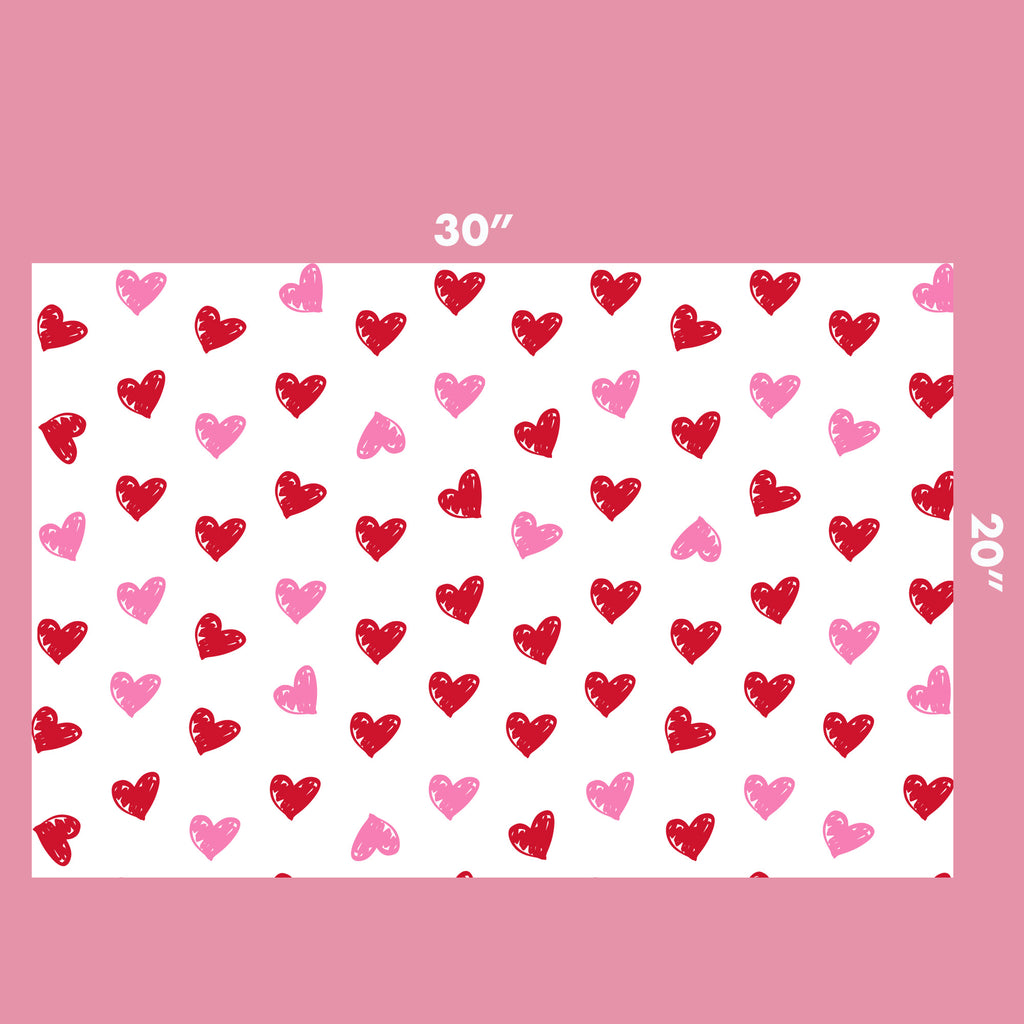 Doodle Hearts Print Sheets - White Kraft