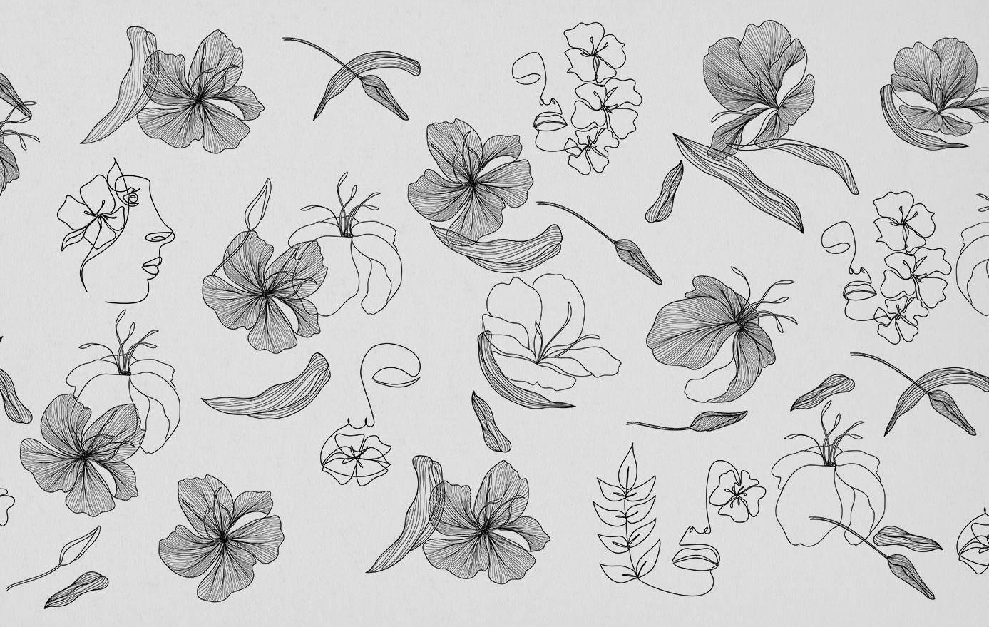 Feuilles imprimées blanches et noires