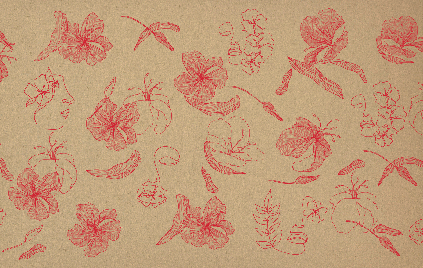 Feuilles imprimées Kraft rouges