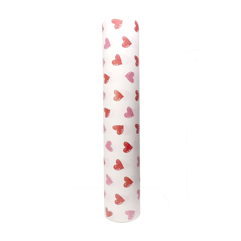Doodle Hearts Print Roll - White Kraft