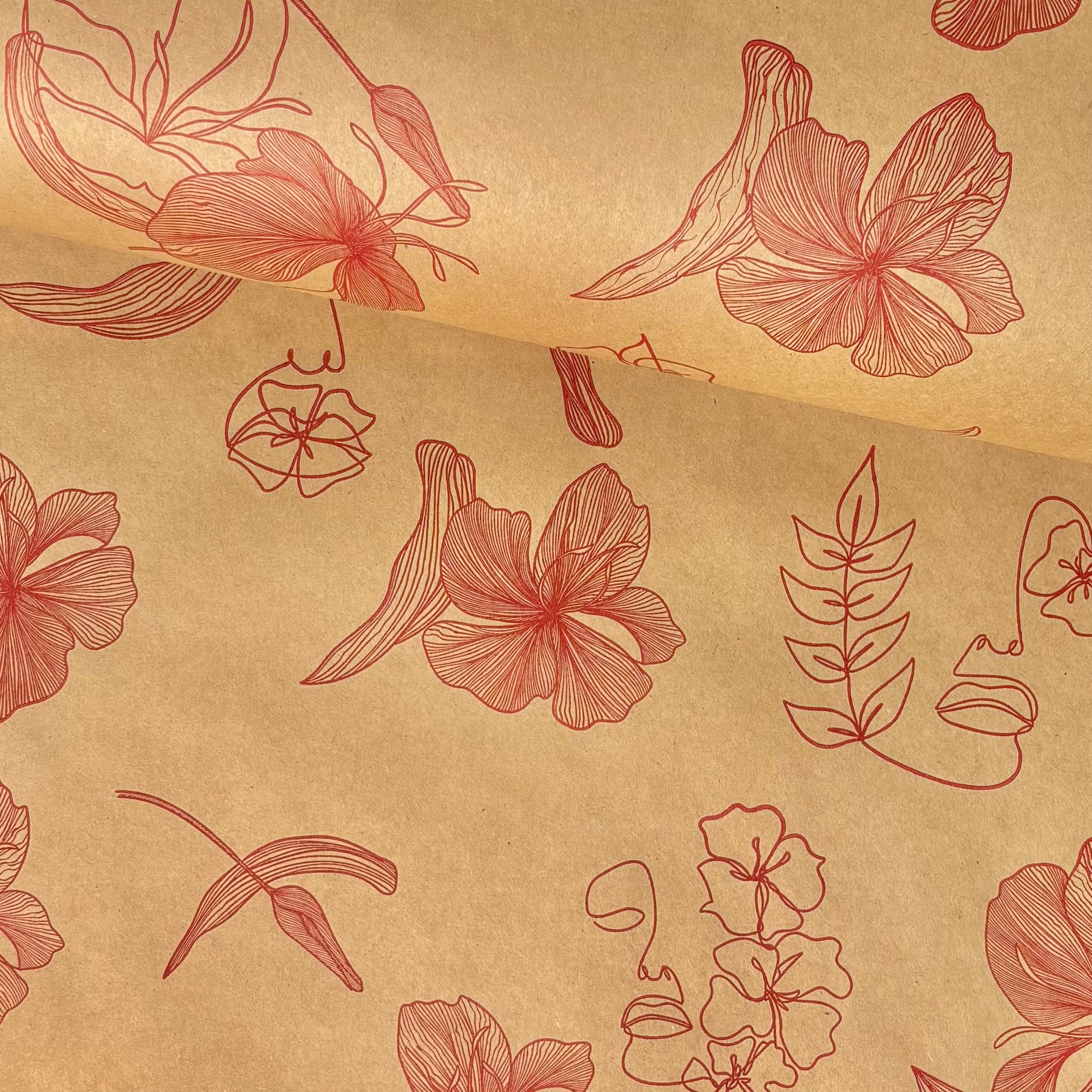 Rouleau de papier kraft rouge imprimé