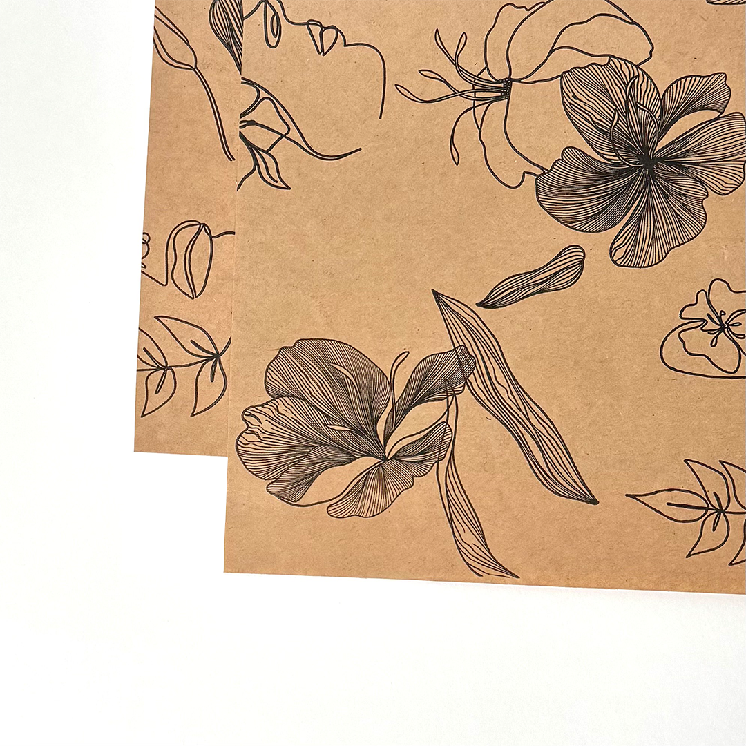 Feuilles Kraft noires imprimées